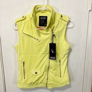 Bomboogie junior ladies (XXS-XS-S) lime yellow faux suede cross-zip vest jacket